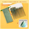 13-piece green makeup brush set with plush drawstring storage bag and a foundation brush - 13pcs Set + Bag + Magic Brush / Green