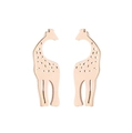 Minimalist rose gold stainless steel giraffe stud earrings with hollow pattern design - Rose Gold