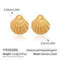 Detail specifications of golden stainless steel shell earrings showing size and weight - Shell Stud Earrings (YYE025006)