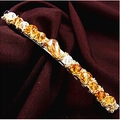 Irregular crystal headband with gold wire weaving and amber rhinestones on red silk - Hair Clip / Champagne