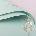 Waterproof mint green floral wrapping paper with vintage rose patterns for flower bouquets - Mountain Flowers / Celadon