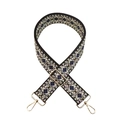 Ethnic style woven polyester bag strap with blue geometric patterns and gold metal hooks - Ethnic Style 2