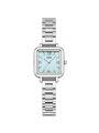 Montre rétro carrée en argent avec cadran bleu clair et bracelet en métal pour femmes - Boîtier Argent Cadran Bleu Bracelet Argent