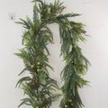 Detailed view of lifelike Norfolk pine garland with soft needle branches and green berries - 【1.8m】Fox Garland with Berries