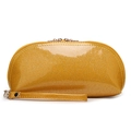 Glittery gold half-moon makeup bag with sequin finish and matching hand strap - Glitter Golden Yellow