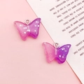 Glittering purple resin butterfly charms with gradient finish and silver metal loops - 14x19mm / Purple and Pink Butterfly