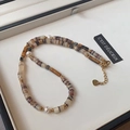 Red natural stone beaded necklace with white pearls and gold stainless steel hardware - Persian Agate Necklace XL0205