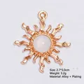 Golden baroque sunburst charm with white jelly gemstone for DIY jewelry making - Jelly White