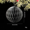 Black honeycomb paper ball ornament for Christmas decoration, 10cm diameter hanging sphere - Grey Round