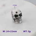 Skull charm for DIY jewelry in antique silver finish with 14x11mm dimensions and 2.7mm hole - Vertical Through-Hole Skull (KLJ9091-KJX)