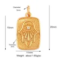 Gold-plated Hamsa and Evil Eye rectangular pendant featuring a central white zircon stone - Gold Micro-pave Eye Hamsa Hand Style (K085228K2)