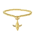 Minimalist gold beaded heart cross bracelet with crystal dolphin charm for beach wear - Whale Pendant