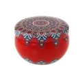 2.2oz red metal tin container with colorful mandala patterns and lid for tea storage - D46-Red Mandala Type 2