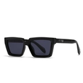 Classic rectangle sunglasses in glossy black finish with silver arrow hinge detail - Black