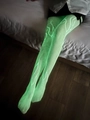 Bas résille vert fluo phosphorescent avec motif de flamme dans l'obscurité - Grande taille / 7299 Résille Flamme Lumineuse
