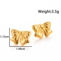 Orecchini a fiocco dorati in acciaio inossidabile, dimensioni 1.49x1.13cm e peso 3.5g - Fiocco Metallico (YE-067-Oro)