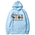 Light blue Christmas hoodie with cute cartoon ducks and Merry Goosmas festive print - Light Blue