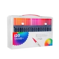 Set de 120 marqueurs aquarelle à double pointe avec boîte de rangement portable - 120 Couleurs Corps Noir