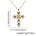 Cross pendant necklace in gold finish with blue heart stones and size dimensions - Style F (Cross/Blue Heart)