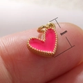 Mini 9mm gold-plated heart pendant with pink enamel and beaded edge detail - 9mm / Copper Rose Red Heart