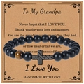 Detail of cross bead bracelet with tiger eye stone and gift card for grandfather - To My Grandpa
