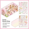 Corner Dessert PET sticker set with 2 sheets and 1 background card for DIY scenes - Corner Dessert