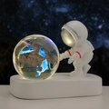 Astronaut night light with 3D inner carved dolphin crystal ball and white base - Sphere / Dolphin Pair (Multicolor Light)