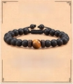 Détail de l'ensemble de bracelets en œil de tigre et onyx noir avec carte cadeau - Bracelet Onyx Mat et Oeil de Tigre + Carte To My Son (Avec carte)