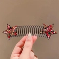 Macro shot of wave hair comb with multi-color rhinestone stars for elegant hair styling - Multicolor Star Spring Comb