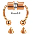 Finto piercing al naso magnetico oro rosa con anello a ferro di cavallo e punte sfere - Oro rosa