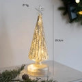 28.5cm warm champagne glass LED Christmas tree ornament with star topper and internal lights - Champagne Gold Mercury Style (9015)
