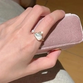Golden S925 sterling silver ring with pearl flower and shell design on pink velvet box - Shell Pearl