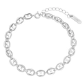 Minimalistisches S925 Silberarmband mit Schweinenasen-Gliedern und verstellbarer Kette - 925er Silber / Weißgold