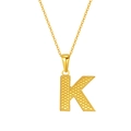 Golden titanium steel O-chain necklace featuring a textured letter K pendant - Letter K