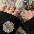 Geometrische Spiral-Perlenringe aus Silber und quadratische Ringe im Punk-Hip-Hop-Stil - Einstellbar Offen / Spiral- und Quadratische Basisperlen Stil (JZ9976)