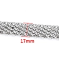 Macro shot of a 17mm wide 7-row stainless steel jewelry chain with fine metal texture - Polished 7-Row Chain 17mm