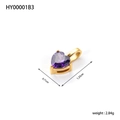 Detailed view of dark purple heart pendant with golden base and 1.25cm size specs - Dark Purple (HY00001B3)