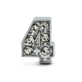 DIY silver alloy number 4 charm with sparkling rhinestones for custom bracelets - Number 4 / 8mm / Chrome
