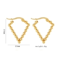 Golden heart-shaped beaded stainless steel earrings, size 23mm x 22mm, weight 6g - Triangle (HXS-B1038) / Gold