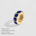 14K gold plated stainless steel spacer bead with blue sapphire birthstone for DIY jewelry - September Royal Blue (SEP-SAPPHIRE) / 10.5x3.5mm / Gold