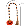 Halloween wood bead garland with orange Jack-o'-lantern pumpkin charm and jute tassel - Pumpkin Pattern