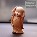 Cute nodding monk car ornament in yellow clay finish with hands-on-head pose - 1034-17B Mini Tall Thinking