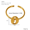 Detailed size chart of a 18K gold plated stainless steel shell ring with dimensions - Textured Shell Style (S-R271)