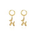 Polished gold balloon dog charm hoop earrings for women in a minimalist modern style - Gold