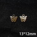 Golden butterfly charms with cutout design for DIY jewelry making, size 13x12mm - 13*12mm Hollow Butterfly Pendant