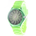 Fluorescent green silicone watch with checkered strap and white Arabic numerals - Light Green