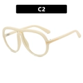 Montatura occhiali da aviatore bianco crema con cerniere a T in metallo dorato - Bianco Crema Lente Chiara