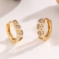 Eleganti orecchini a cerchio a cuore dorati con cristalli di zircone per donna - Oro