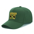 Donkergroene Y2K Jamaica baseballpet met geel borduursel en vlag op de voorkant - Eén maat / Donkergroen