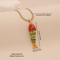 Golden stainless steel snake chain with a flexible colorful articulated fish pendant - Red Green Yellow Articulated Fish (8#)